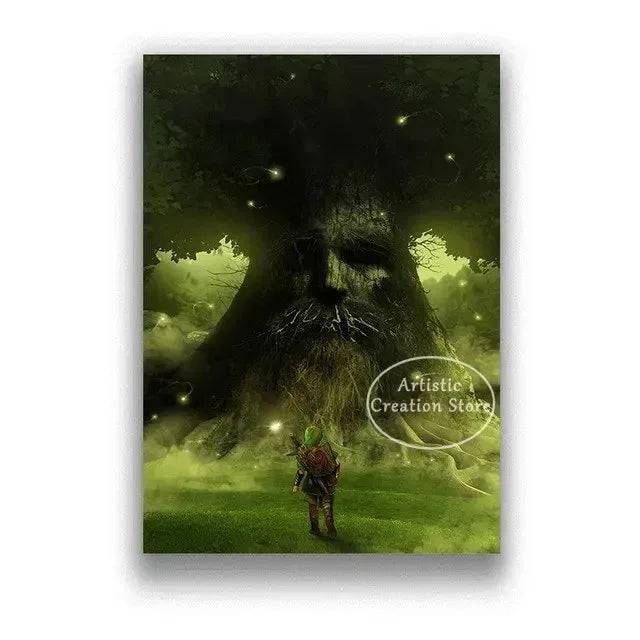 Poster Video Game Canvas Painting Zelda · Decoración Setup Gamer y Escritorio