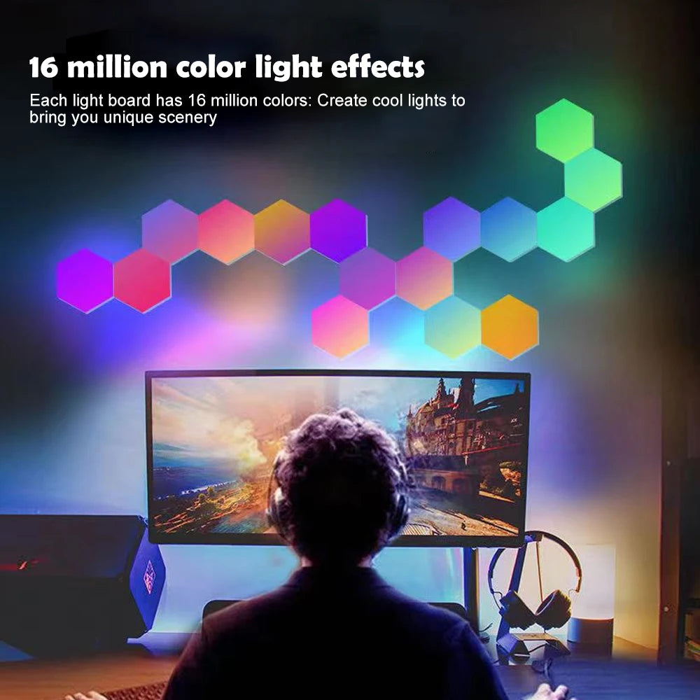Iluminación LED Hexagon Night Gaming · Iluminación Setup Gaming