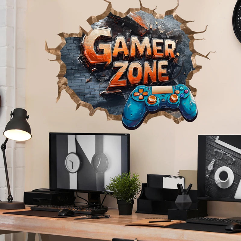 Poster Gaming Wall Hole Art · Decoración Setup Gamer y Escritorio