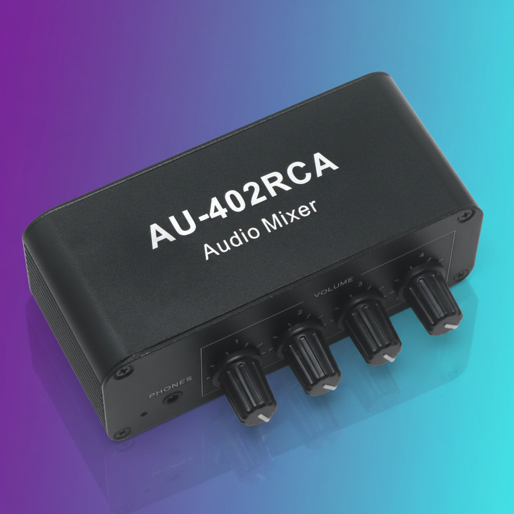 Mezclador de audio estéreo 4 entradas 2 salidas
