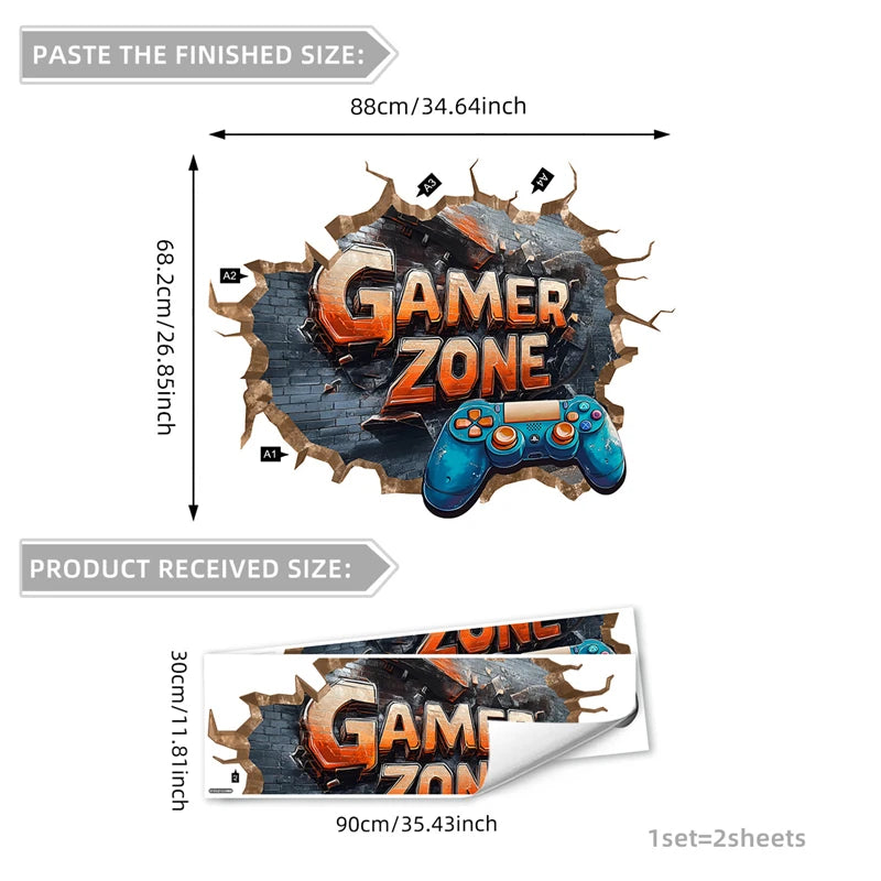 Poster Gaming Wall Hole Art · Decoración Setup Gamer y Escritorio