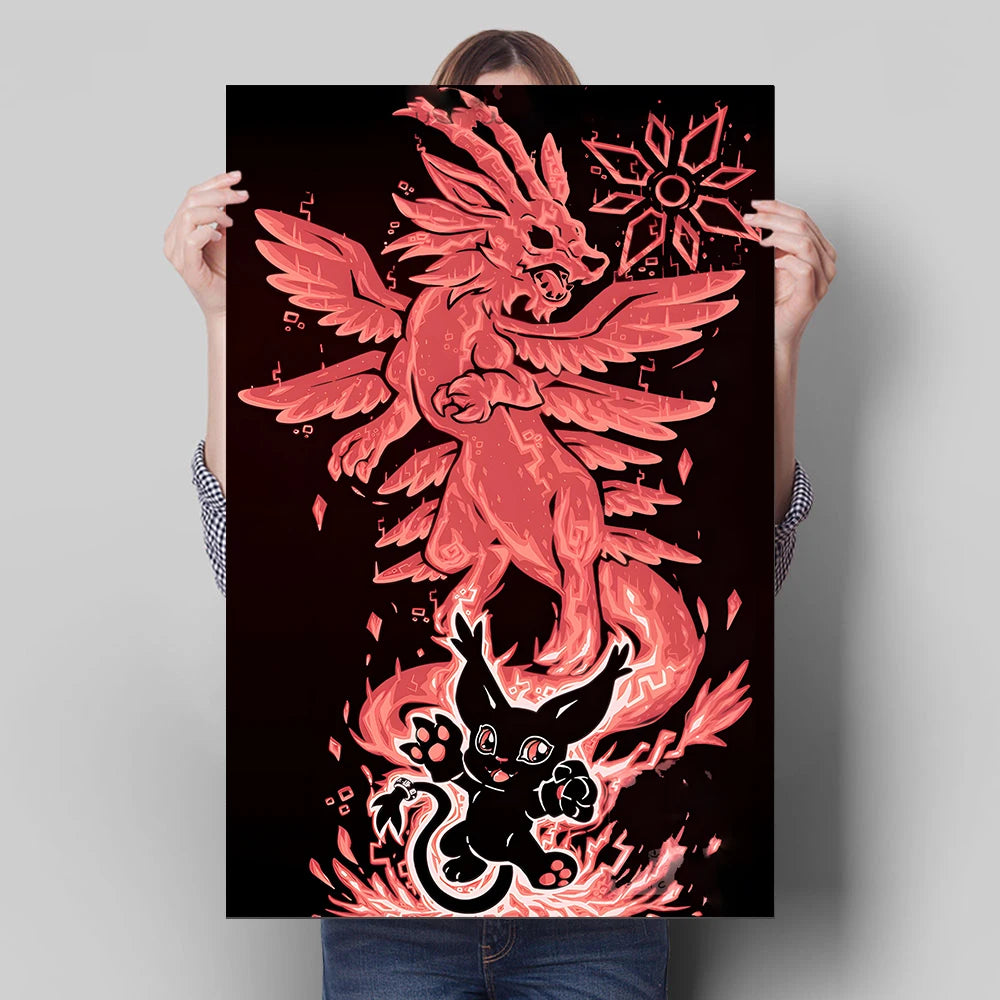 Poster Digimon Character Wall Hanging · Decoración Setup Gamer y Escritorio