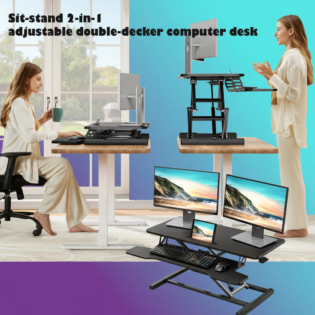 Escritorio de Pie Ajustable - Standing Desk Doble Capa para Trabajar Sentado o de Pie