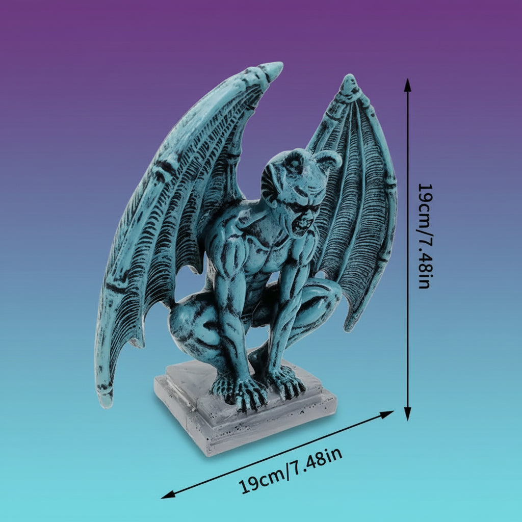Estatua Gárgola Alada Decorativa - Figura Resina Gótica para Jardín e Interior