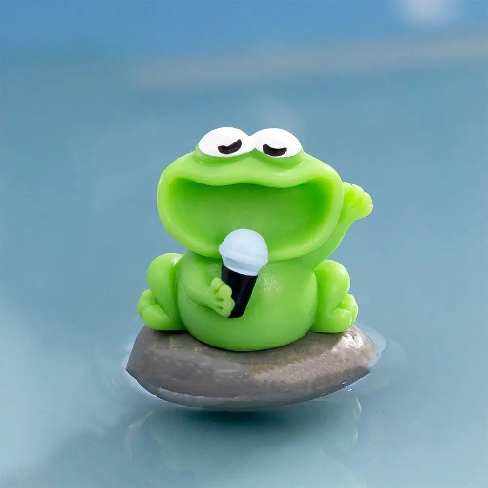 Figura Decorativa Ranas Cantoras de Resina - Ornamento Kawaii para Escritorio