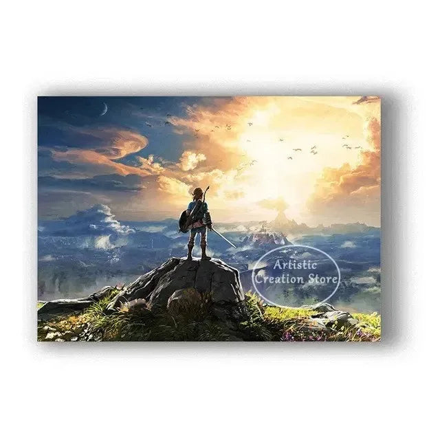 Poster Video Game Canvas Painting Zelda · Decoración Setup Gamer y Escritorio