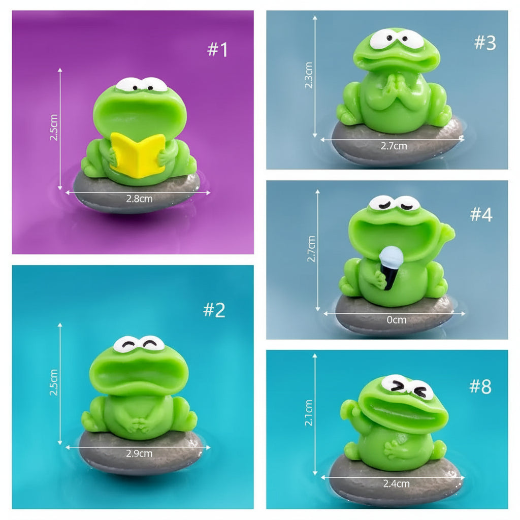 Figura Decorativa Ranas Cantoras de Resina - Ornamento Kawaii para Escritorio