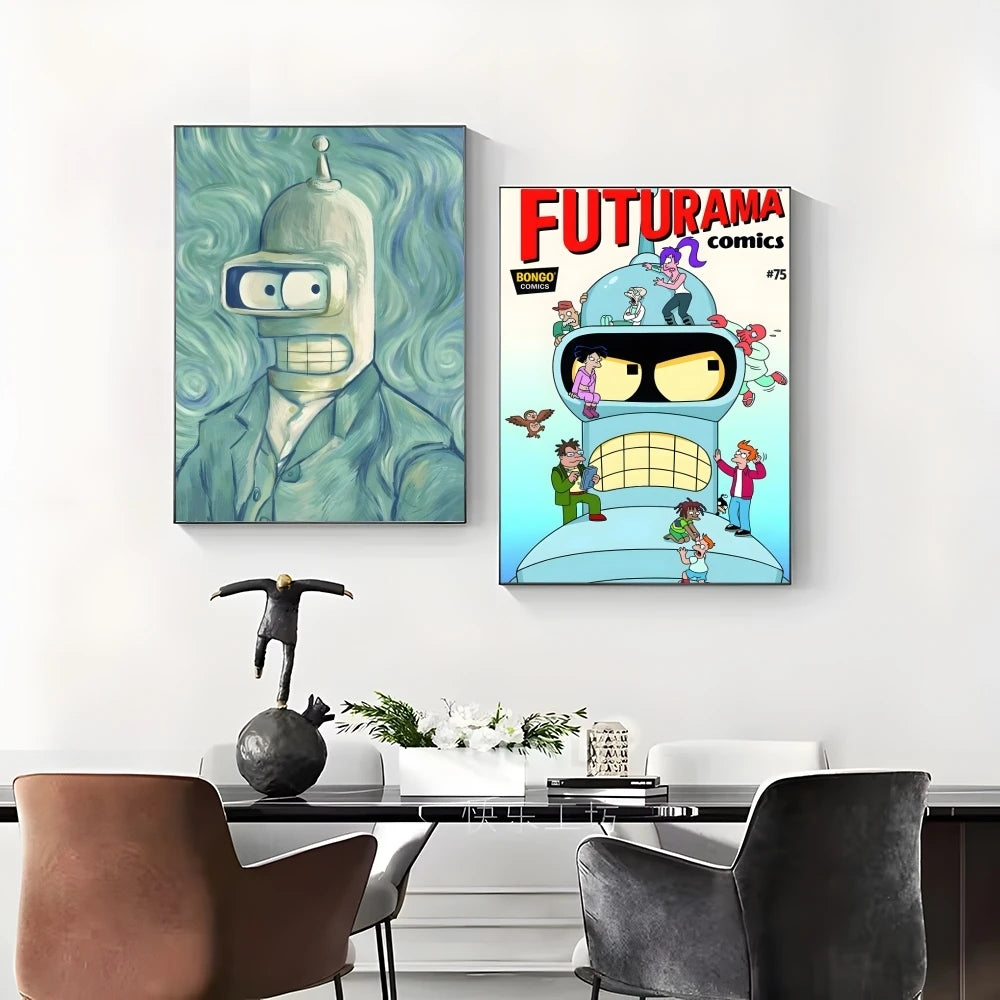 Poster Movie Bender F-futurama Elegant · Decoración Setup Gamer y Escritorio