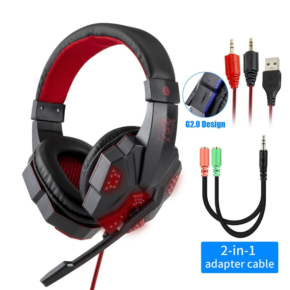 Auriculares Gamer con Micrófono y Luz LED