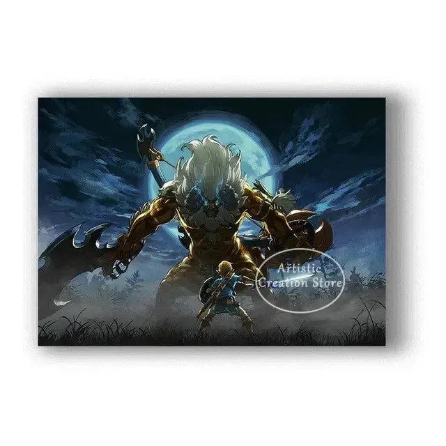 Poster Video Game Canvas Painting Zelda · Decoración Setup Gamer y Escritorio