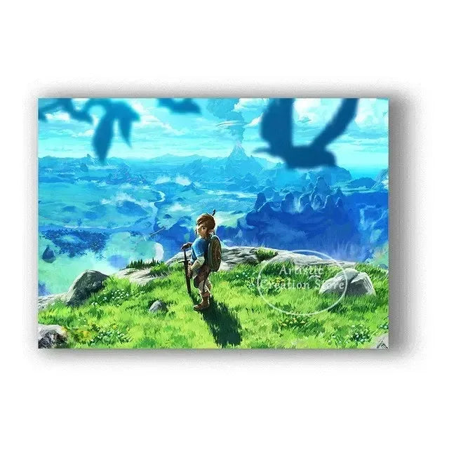 Poster Video Game Canvas Painting Zelda · Decoración Setup Gamer y Escritorio