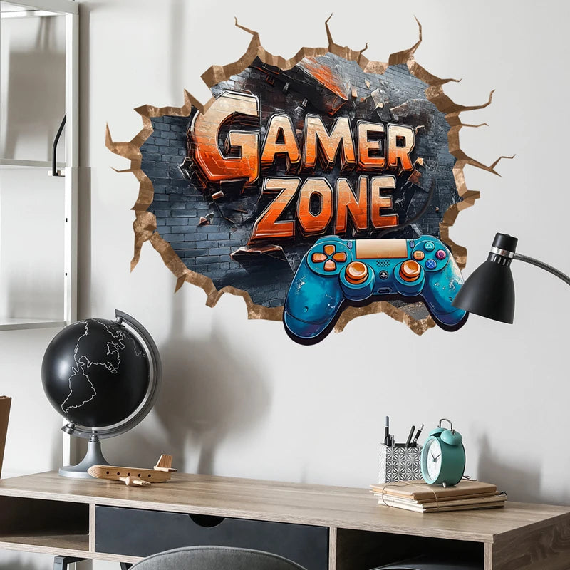 Poster Gaming Wall Hole Art · Decoración Setup Gamer y Escritorio