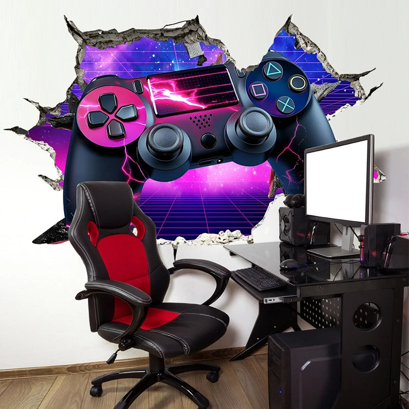 Poster Gaming Wall Hole Art · Decoración Setup Gamer y Escritorio