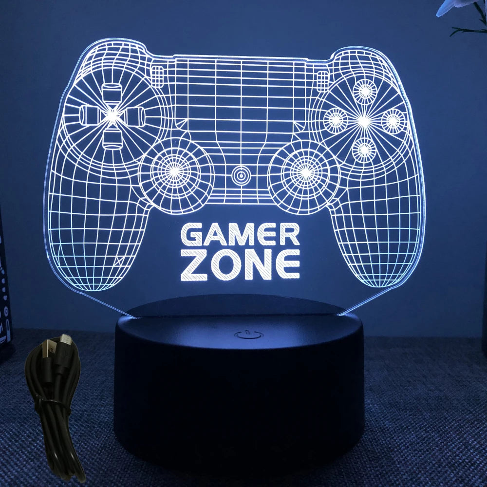 Neón LED GAMER 3D Night · Iluminación Setup Gaming 20cm