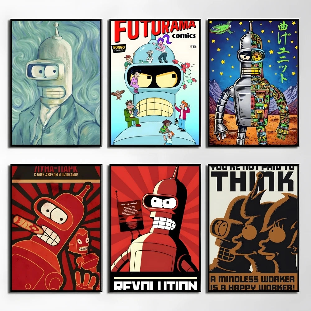 Poster Movie Bender F-futurama Elegant · Decoración Setup Gamer y Escritorio