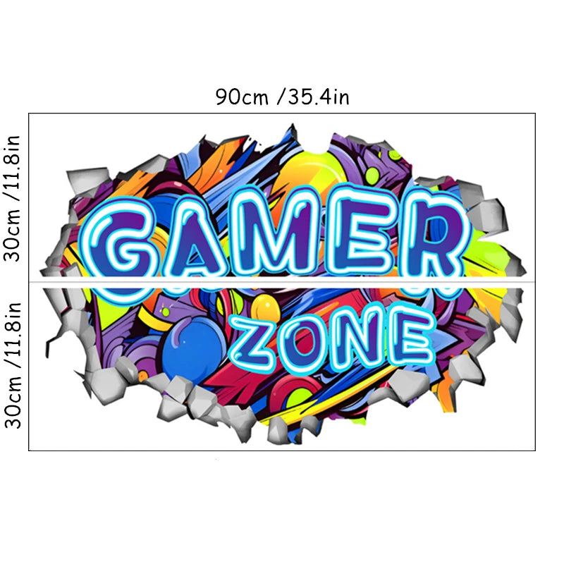 Poster Gaming Wall Hole Art · Decoración Setup Gamer y Escritorio
