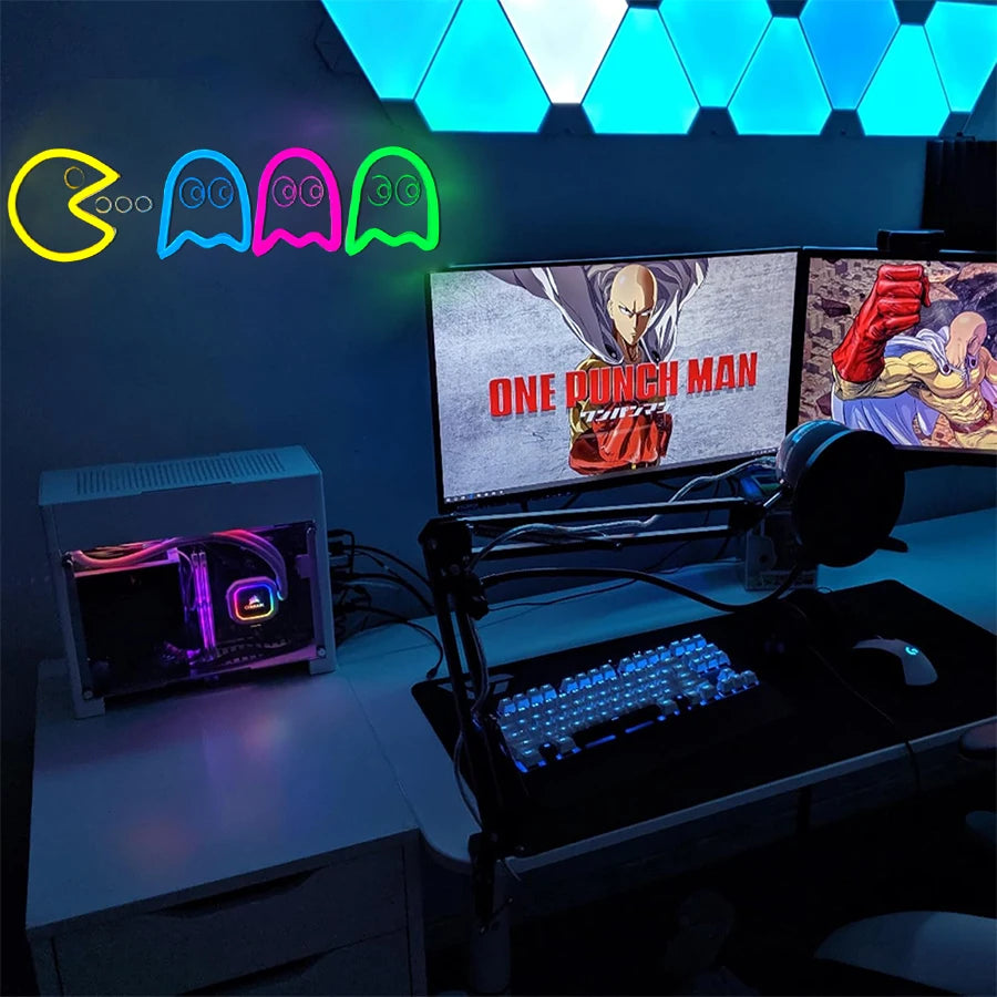 Neón LED Game Cartoon Icon · Iluminación Setup Gaming