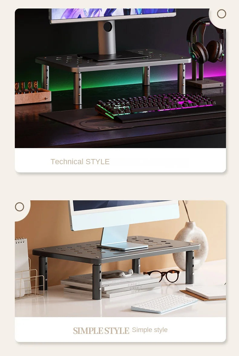 Soporte Elevador Ajustable para Monitor - Reduce la Tensión en el Cuello con Almacenamiento