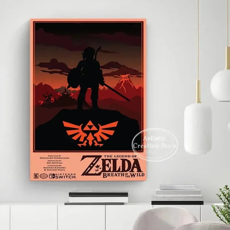 Poster Video Game Canvas Painting Zelda · Decoración Setup Gamer y Escritorio