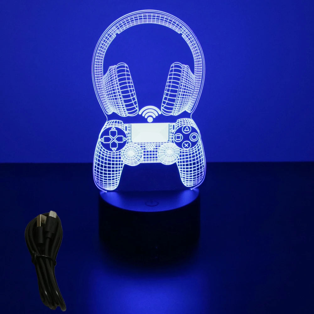 Neón LED GAMER 3D Night · Iluminación Setup Gaming 20cm