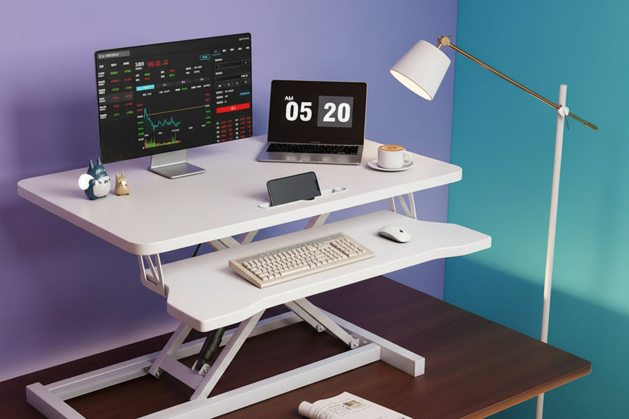 Escritorio de Pie Ajustable - Standing Desk Doble Capa para Trabajar Sentado o de Pie