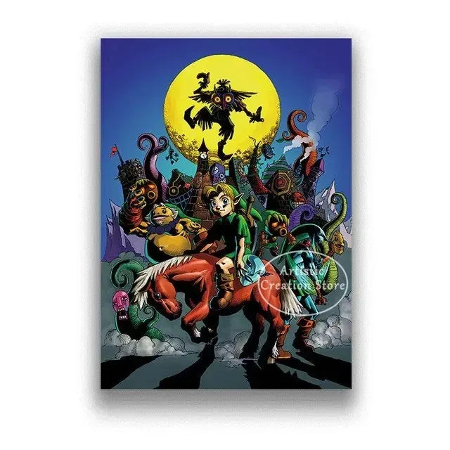 Poster Video Game Canvas Painting Zelda · Decoración Setup Gamer y Escritorio