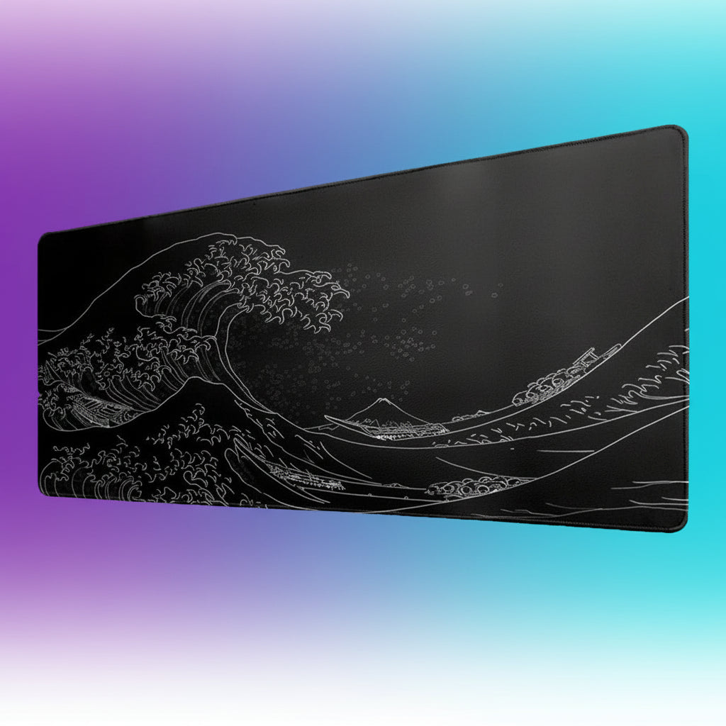 Alfombrilla Gaming Grande Olas del Mar - Mouse Pad XXL 700x300mm con Bordes Cosidos