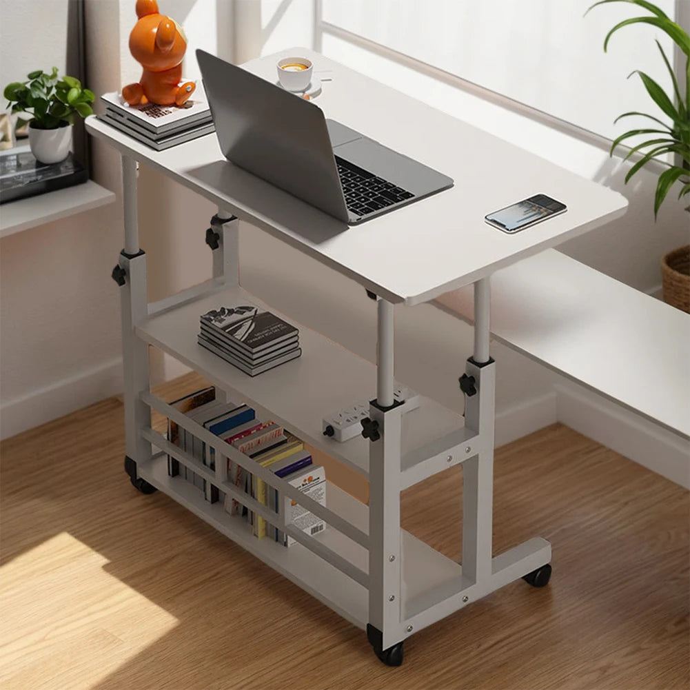 Escritorio Portátil Ajustable con Ruedas - Mesa Móvil para Portátil con Almacenamiento