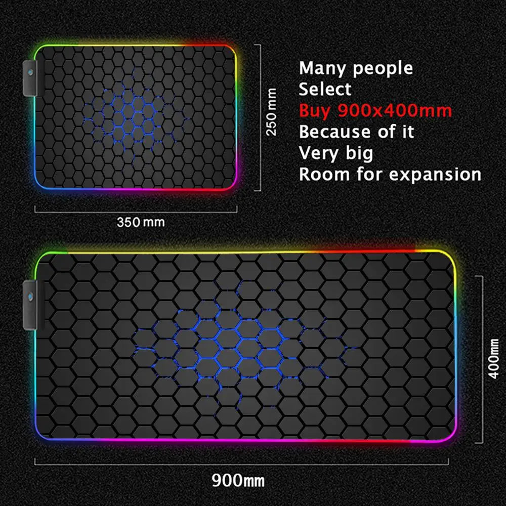 Alfombrilla Gaming RGB Mairuige Geometric Art - LED XXL Extra Gruesa 4mm 35x25cm