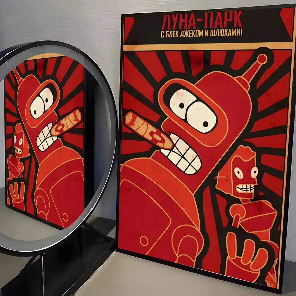 Poster Movie Bender F-futurama Elegant · Decoración Setup Gamer y Escritorio