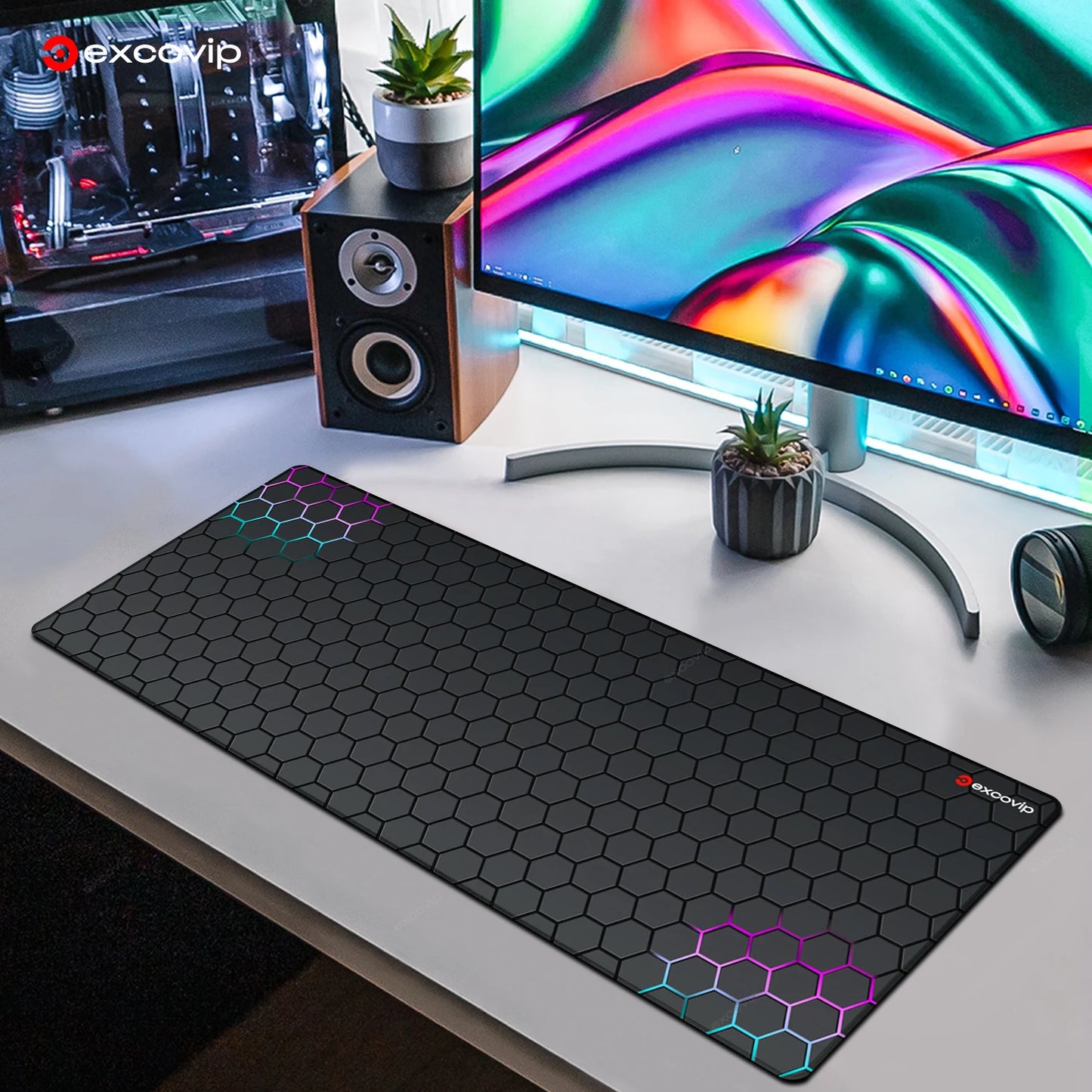 Alfombrilla Gaming Grande EXCO - Mouse Pad XXL con Bordes Cosidos y Base Antideslizante