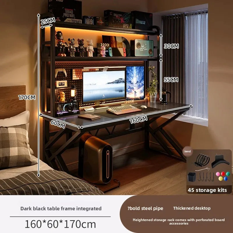 Escritorio Gamer Ergonómico con Estantería Pro