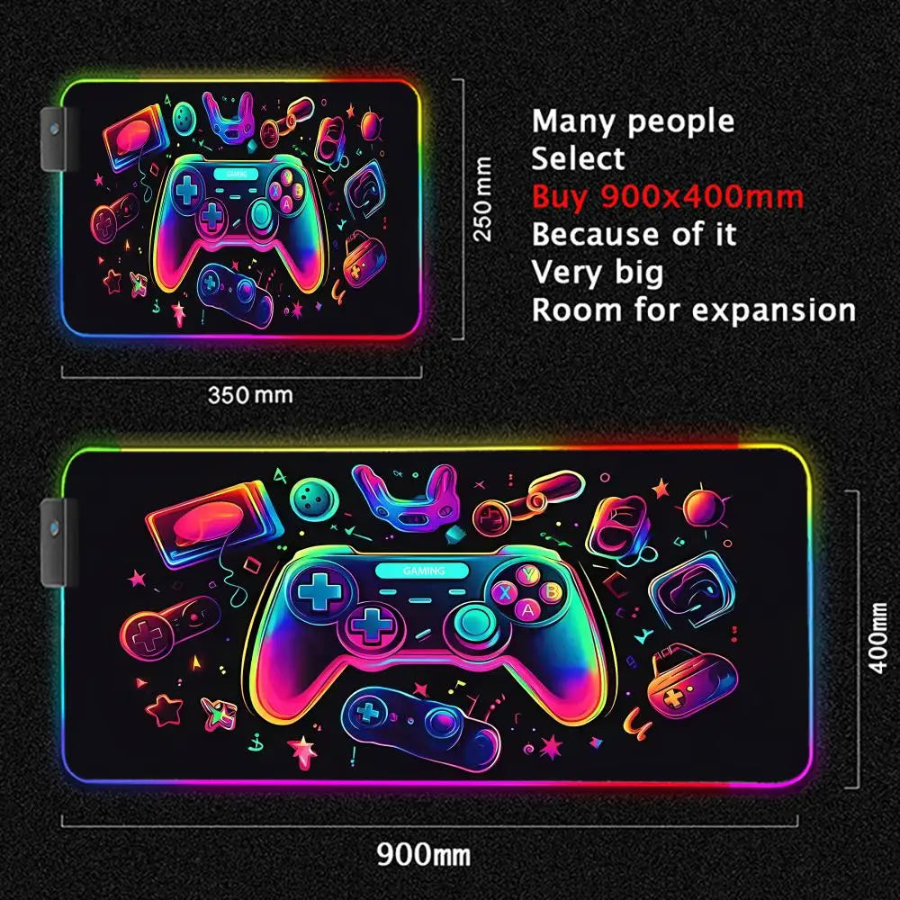 Alfombrilla Gaming RGB XXL - Diseño Gamepad con Retroiluminación LED