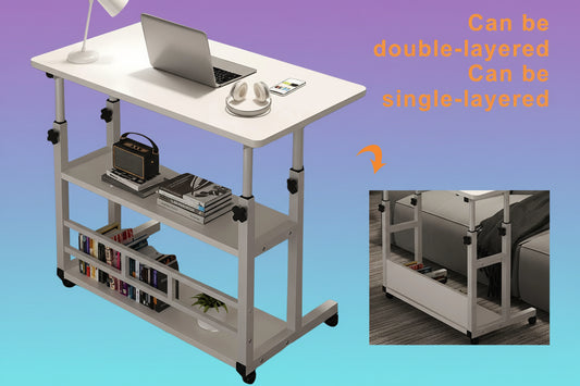 Escritorio Portátil Ajustable con Ruedas - Mesa Móvil para Portátil con Almacenamiento
