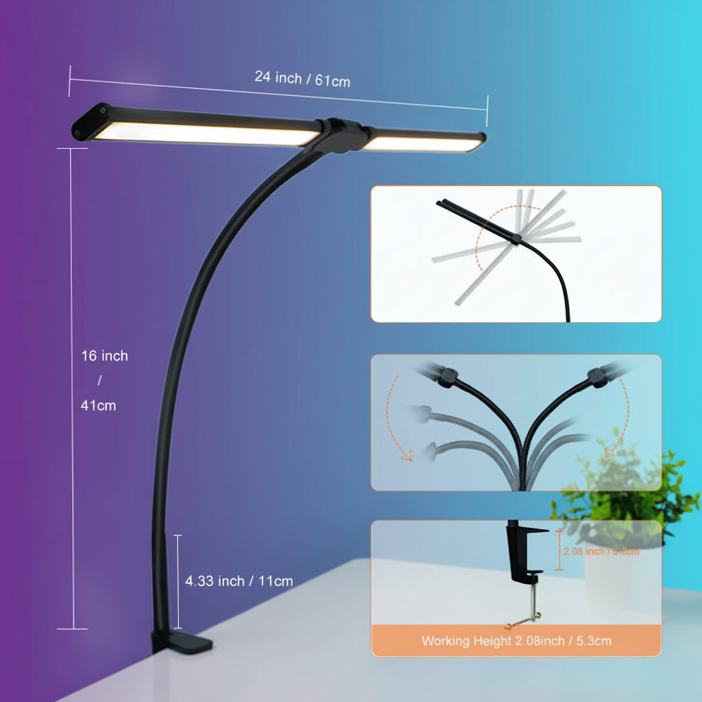 Lámpara LED de Escritorio con Brazo Flexible - Regulable con Protección Ocular