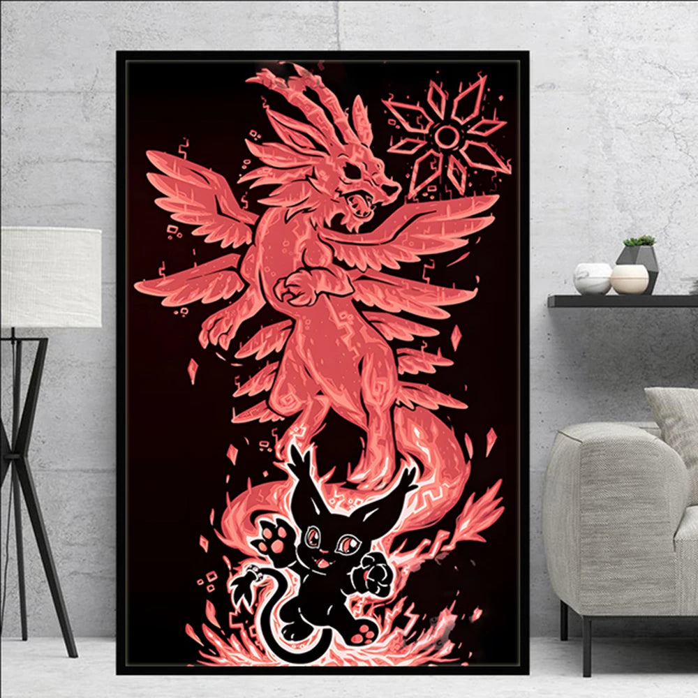 Poster Digimon Character Wall Hanging · Decoración Setup Gamer y Escritorio