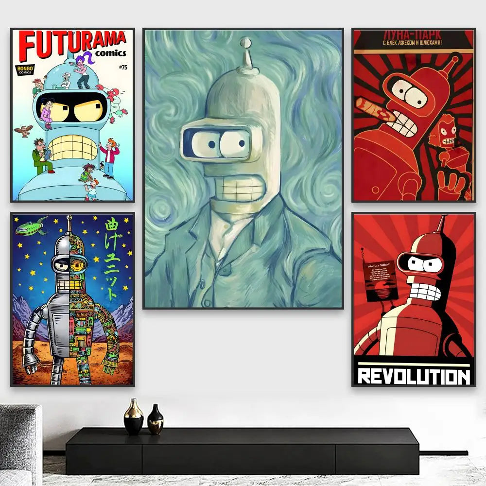 Poster Movie Bender F-futurama Elegant · Decoración Setup Gamer y Escritorio