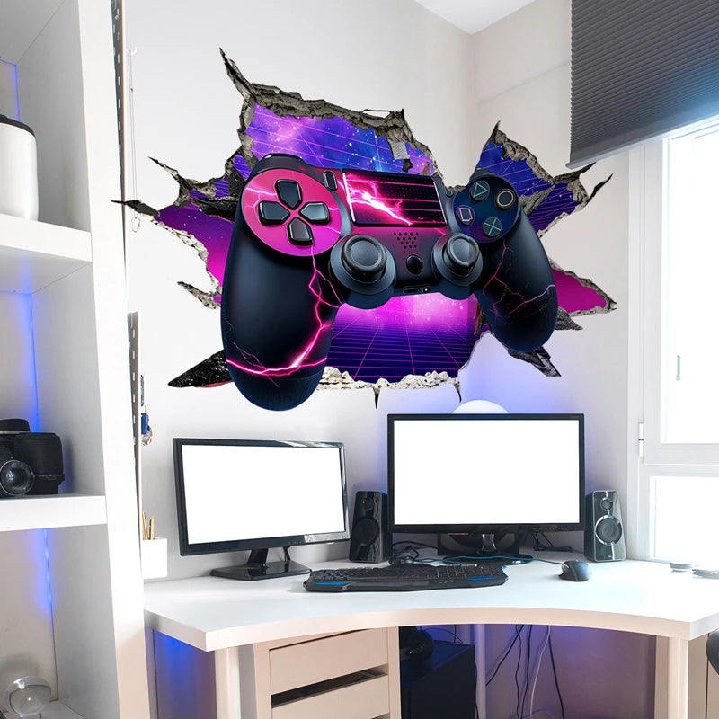 Poster Gaming Wall Hole Art · Decoración Setup Gamer y Escritorio