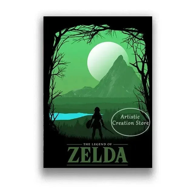 Poster Video Game Canvas Painting Zelda · Decoración Setup Gamer y Escritorio