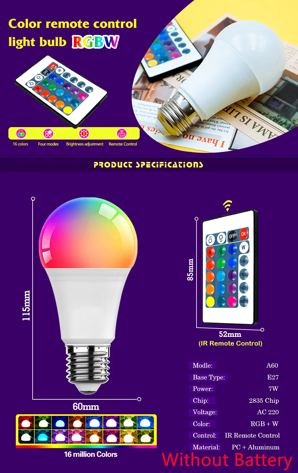 Lámpara LED AC 220V 230V · Iluminación Setup Gaming 115mm
