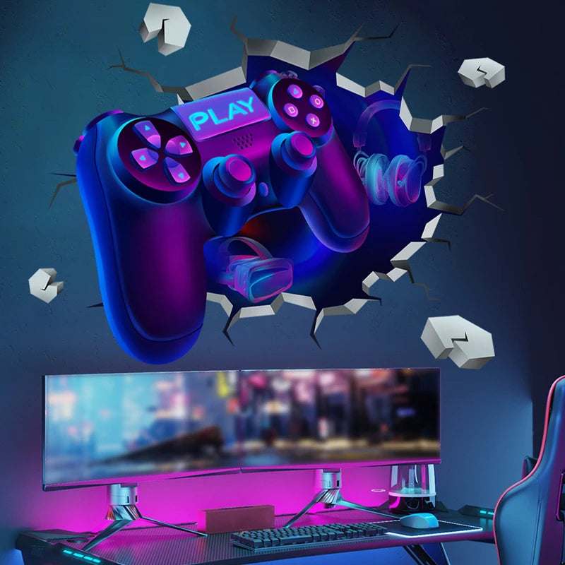 Poster Gaming Wall Hole Art · Decoración Setup Gamer y Escritorio