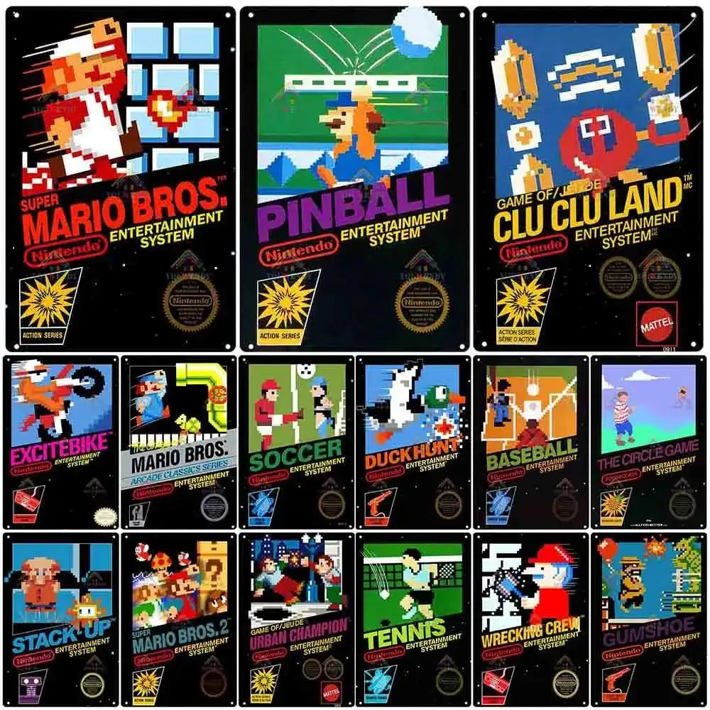 Poster Retro Video Game Metal · Decoración Setup Gamer y Escritorio