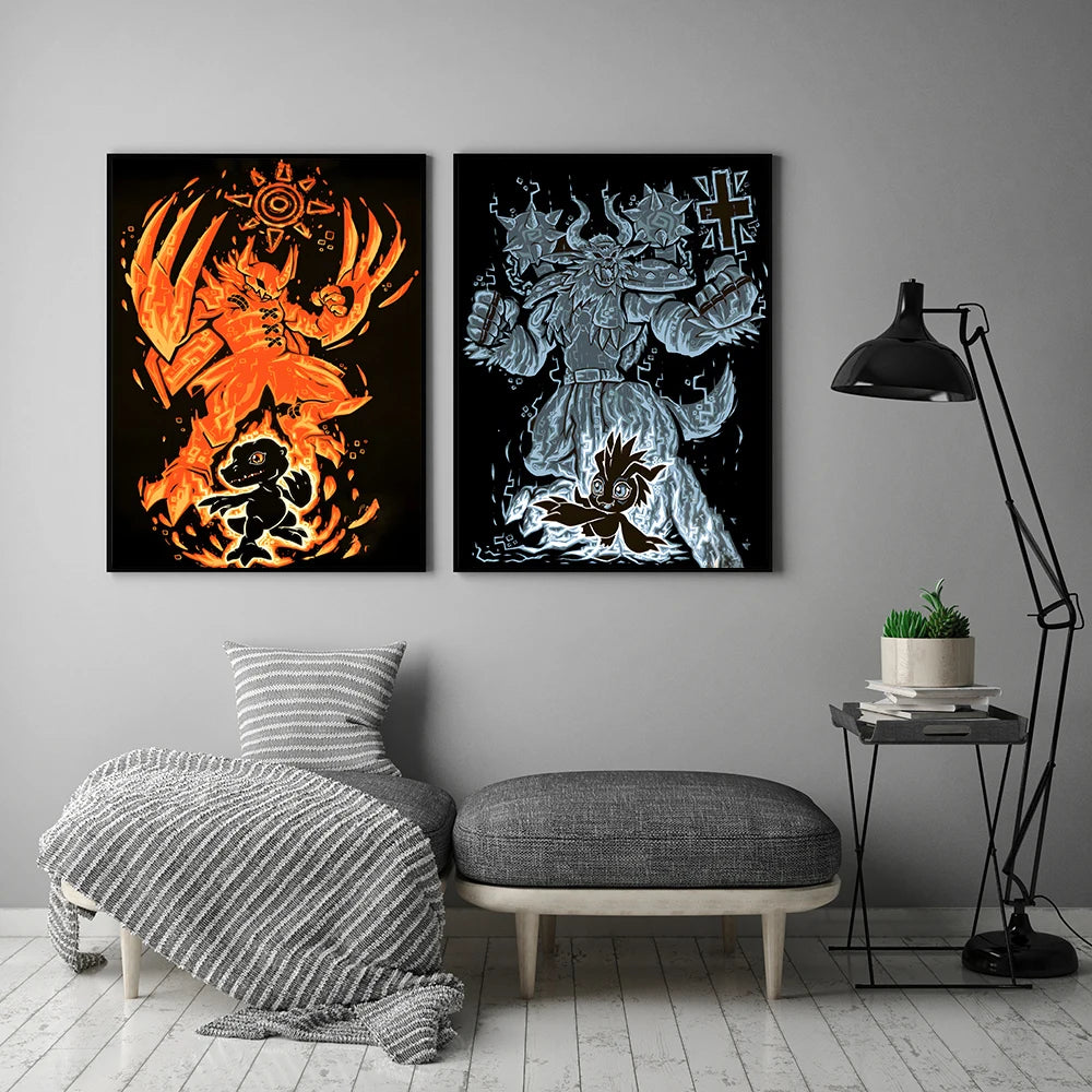 Poster Digimon Character Wall Hanging · Decoración Setup Gamer y Escritorio