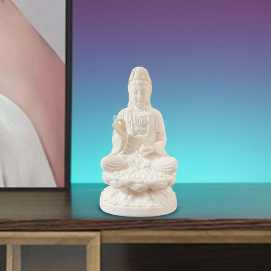 Estatua Guanyin Bodhisattva Tallada en Nuez de Marfil - Decoración Zen