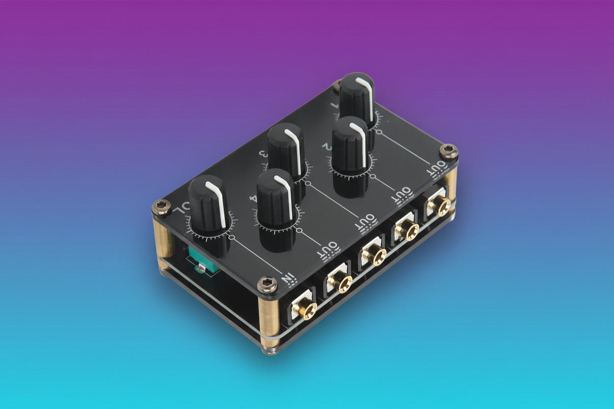 Mini mezclador de audio estéreo 4 canales