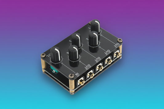 Mini mezclador de audio estéreo 4 canales