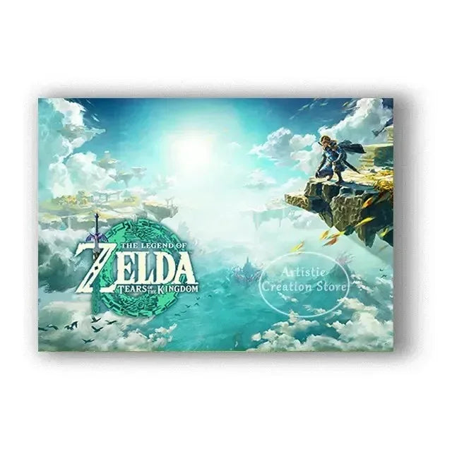 Poster Video Game Canvas Painting Zelda · Decoración Setup Gamer y Escritorio