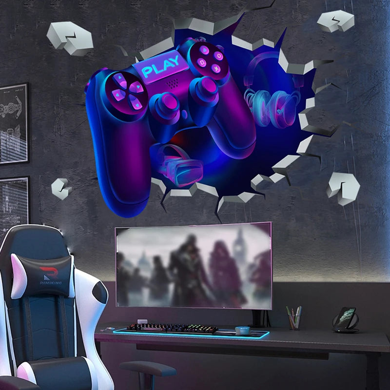 Poster Gaming Wall Hole Art · Decoración Setup Gamer y Escritorio