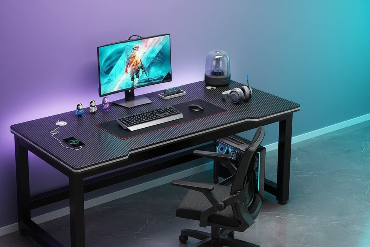 Escritorio Gaming Minimalista Fibra de Carbono