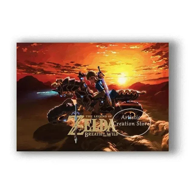 Poster Video Game Canvas Painting Zelda · Decoración Setup Gamer y Escritorio